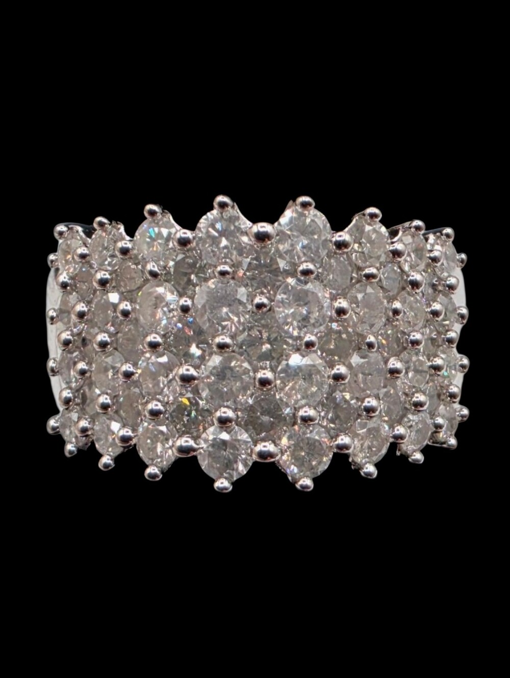 2 CTS Natural Diamond Statement Ring Solid 925 Sterling Silver Size 7